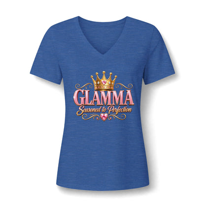 Glamma Queen V‑Neck Tee — "Glamma Seasoned to Perfection" Women’s T‑Shirt