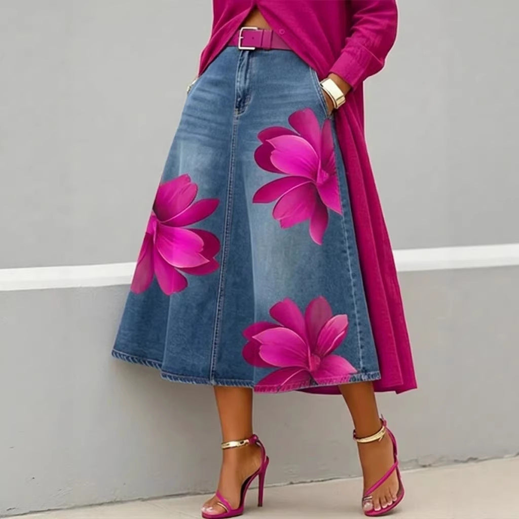 Floral A-Line Midi Skirt