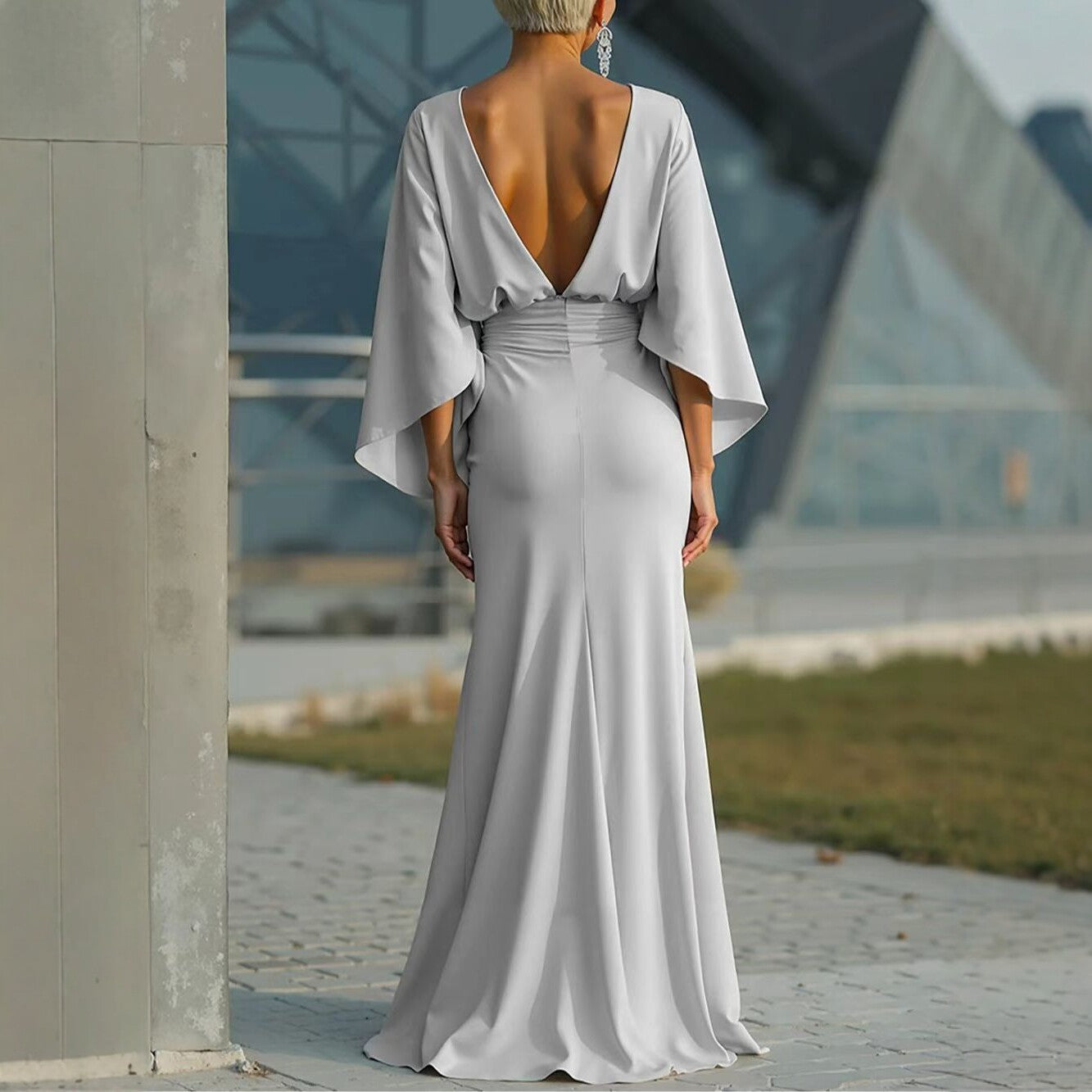 Silver Mermaid Maxi Dress