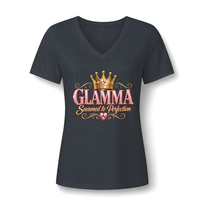 Glamma Queen V‑Neck Tee — "Glamma Seasoned to Perfection" Women’s T‑Shirt