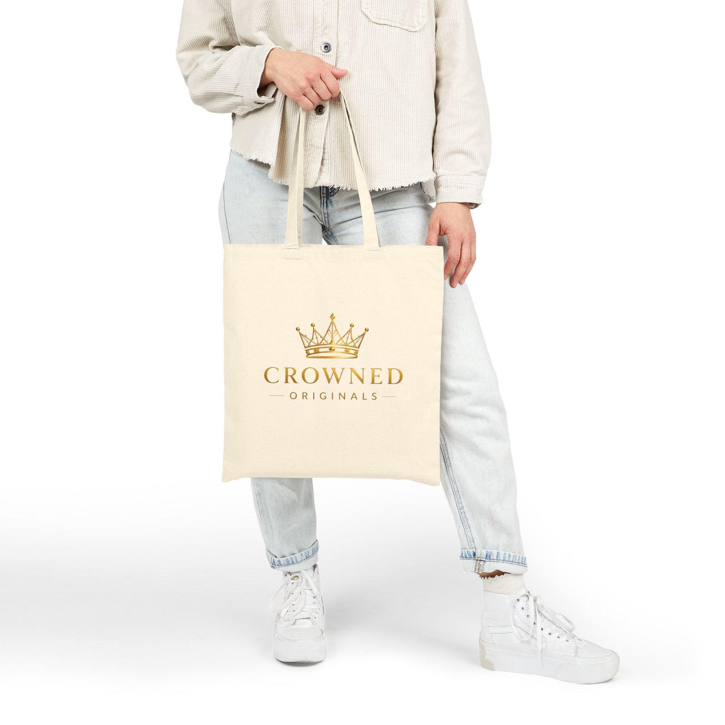 Crowned Originals Canvas Tote Bag — Gold Crown Logo Eco Shopping Bag