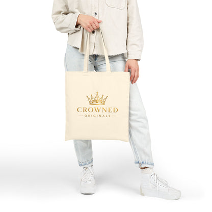 Crowned Originals Canvas Tote Bag — Gold Crown Logo Eco Shopping Bag