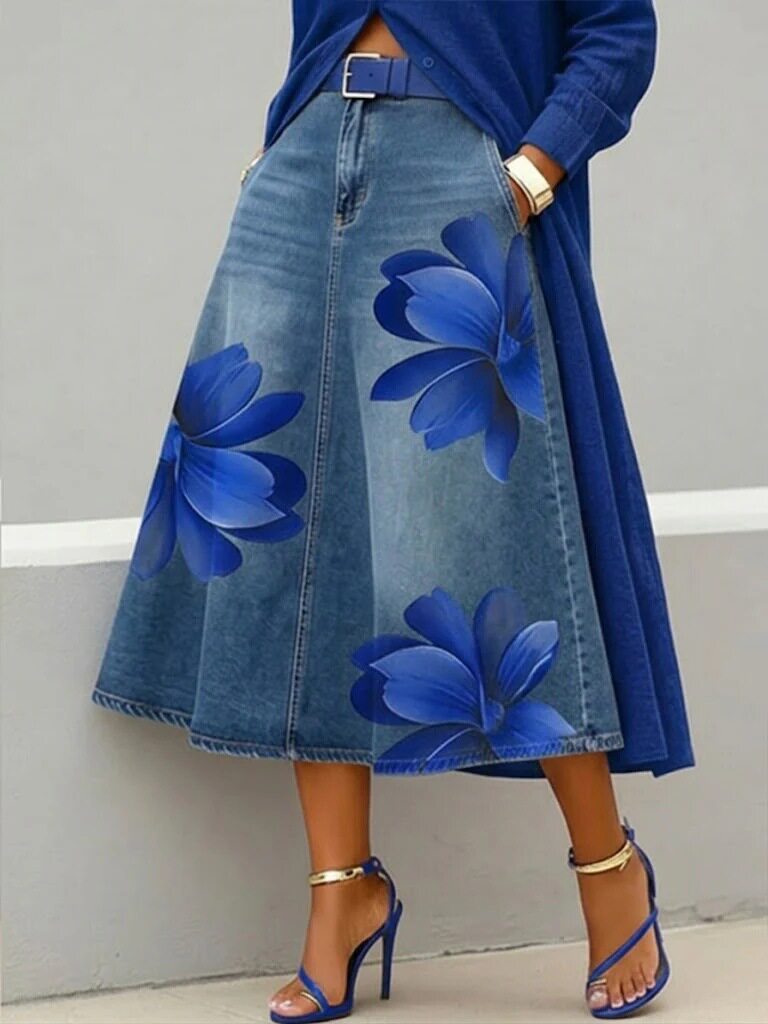Floral A-Line Midi Skirt