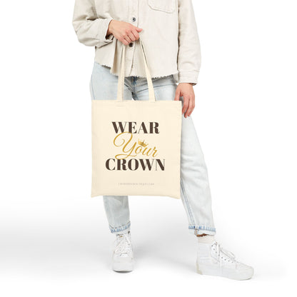 Crowned Originals Canvas Tote Bag — Gold Crown Logo Eco Shopping Bag