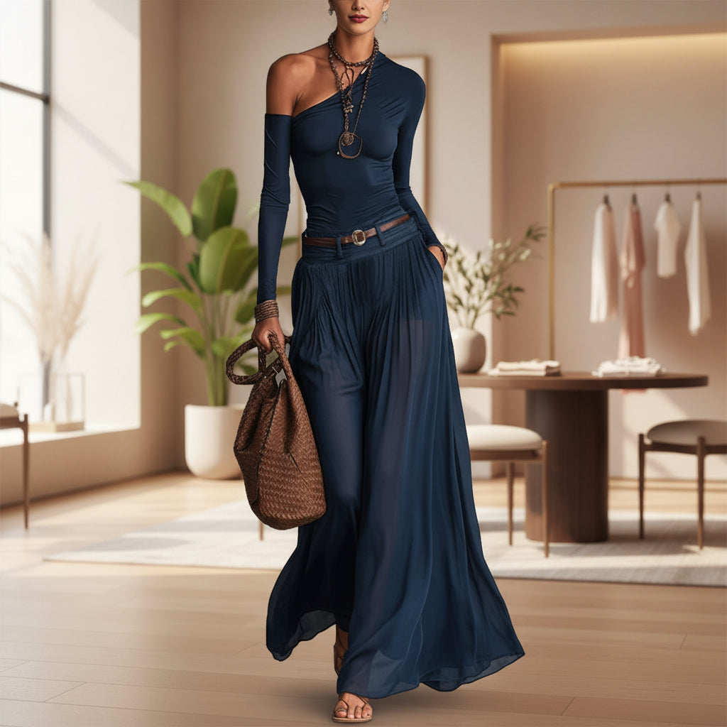 Asymmetrical A-Line Maxi Dress