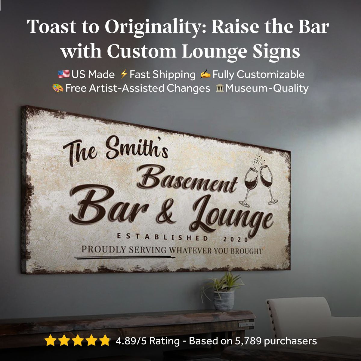 Basement Bar & Lounge Sign