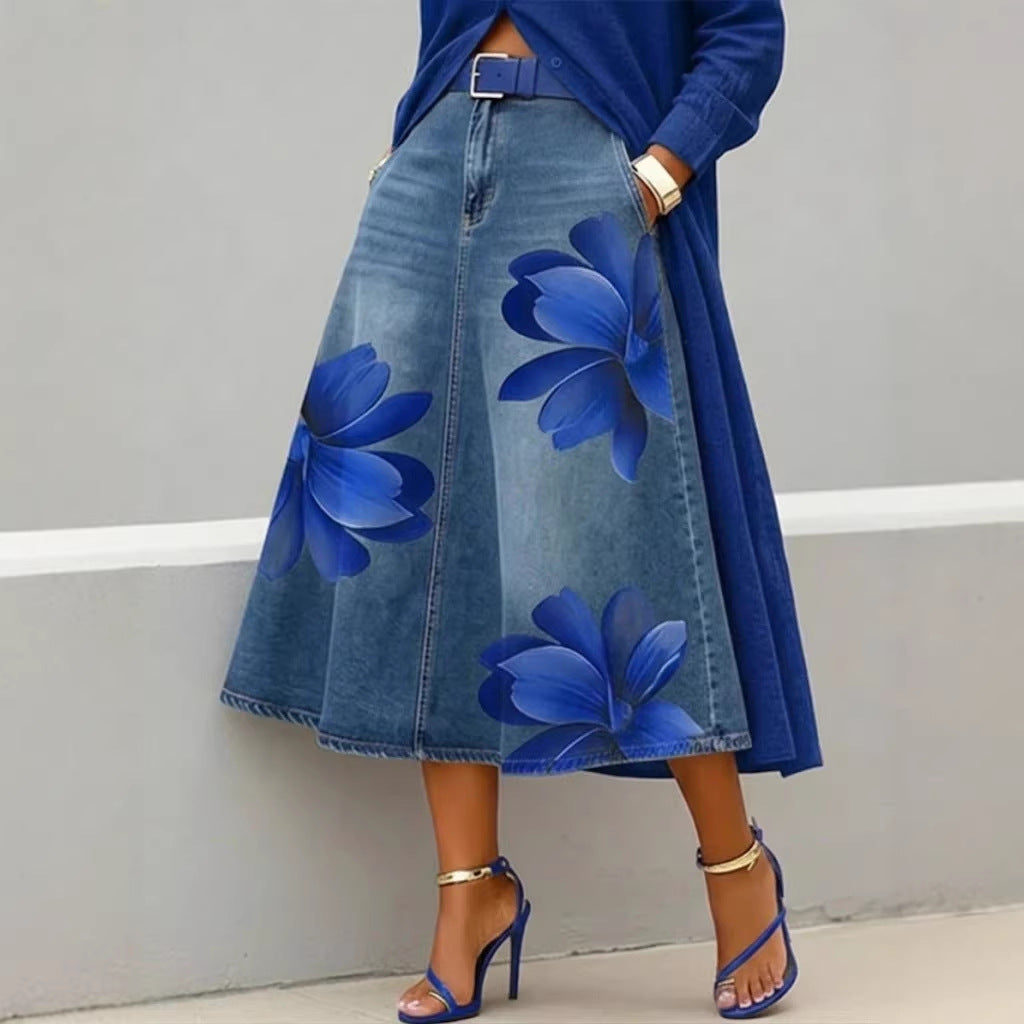 Floral A-Line Midi Skirt
