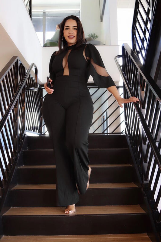 Mesh Insert Jumpsuit