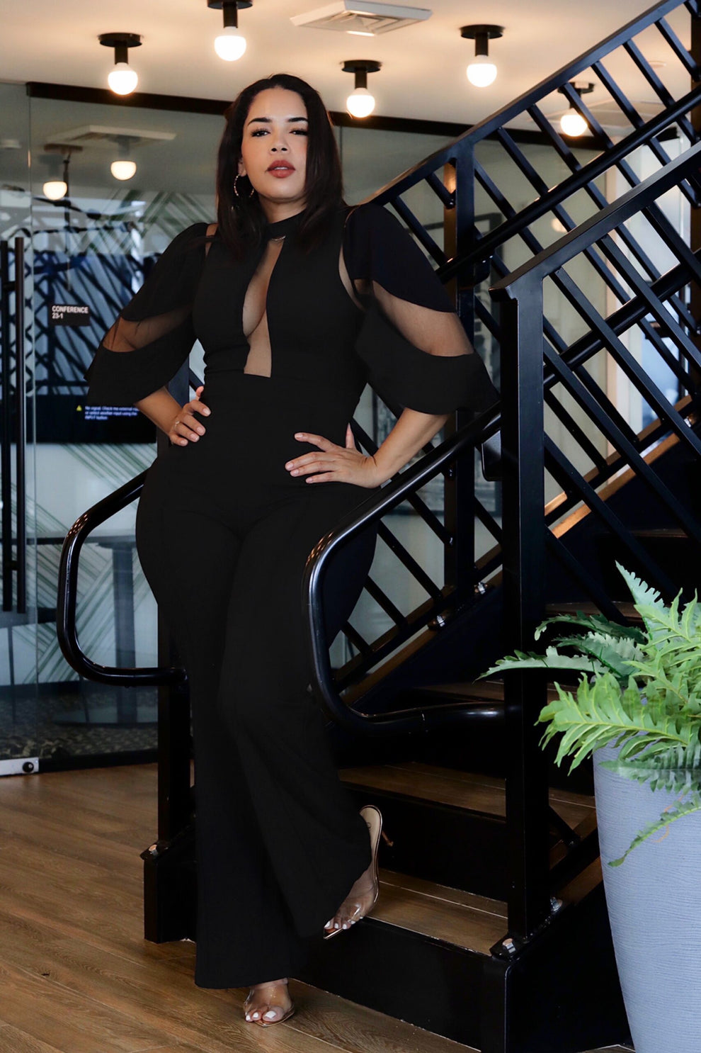Mesh Insert Jumpsuit